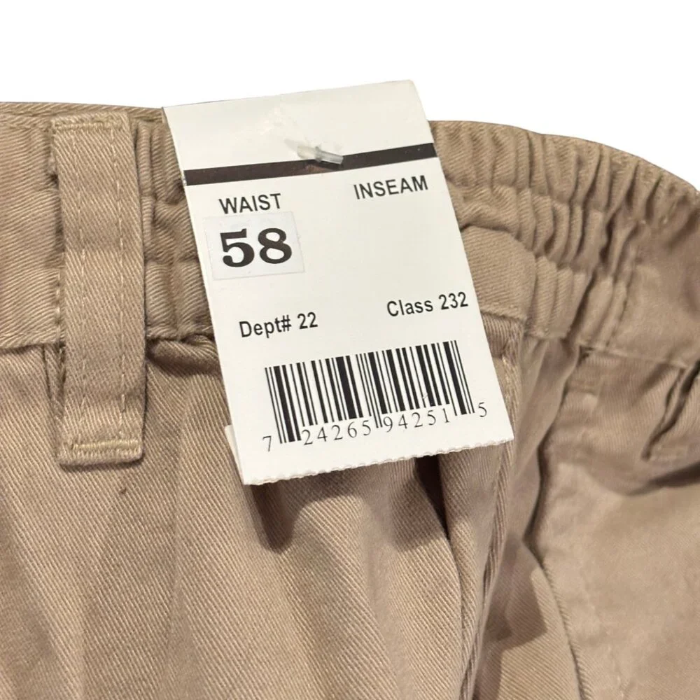 Harbor Bay men's khaki tan chino shorts stretch‎ waist sz 10XL waist 58 NWT